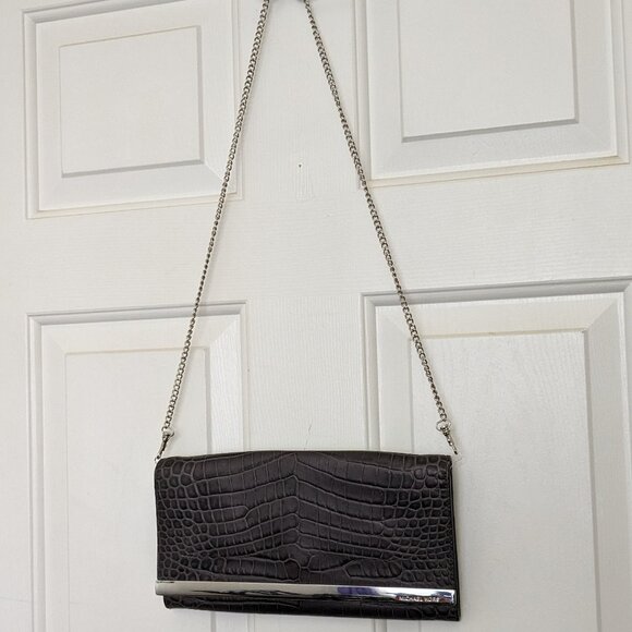 Michael Kors Handbags - MICHAEL KORS JET SET CHARM LARGE WALLET ON A CHAIN BROWN  Leather Crocodile